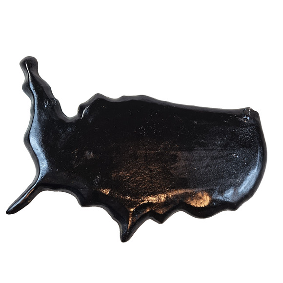 VTG Cast Iron USA Map Tray Rustic 50 States Wall Art Platter Cabincore Americana - Picture 2 of 8